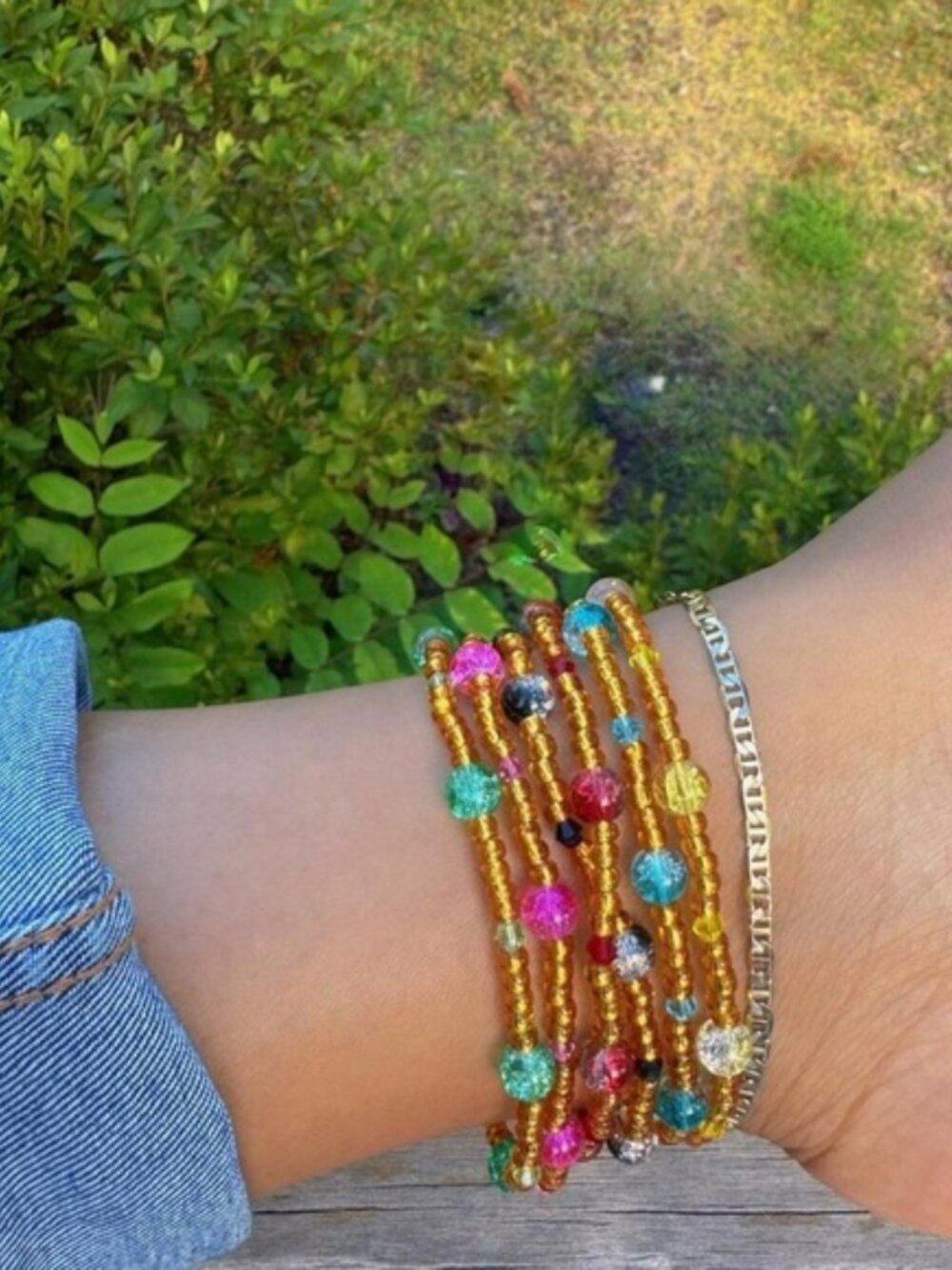 Pink Gold Seed Bead Anklet